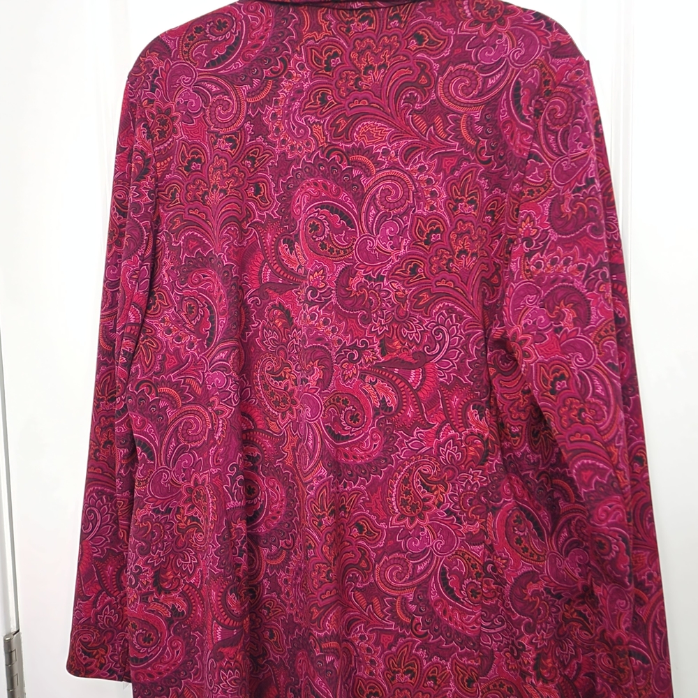 Susan Graver Paisley Burgundy Ponte Knit Blazer - Picture 6 of 7